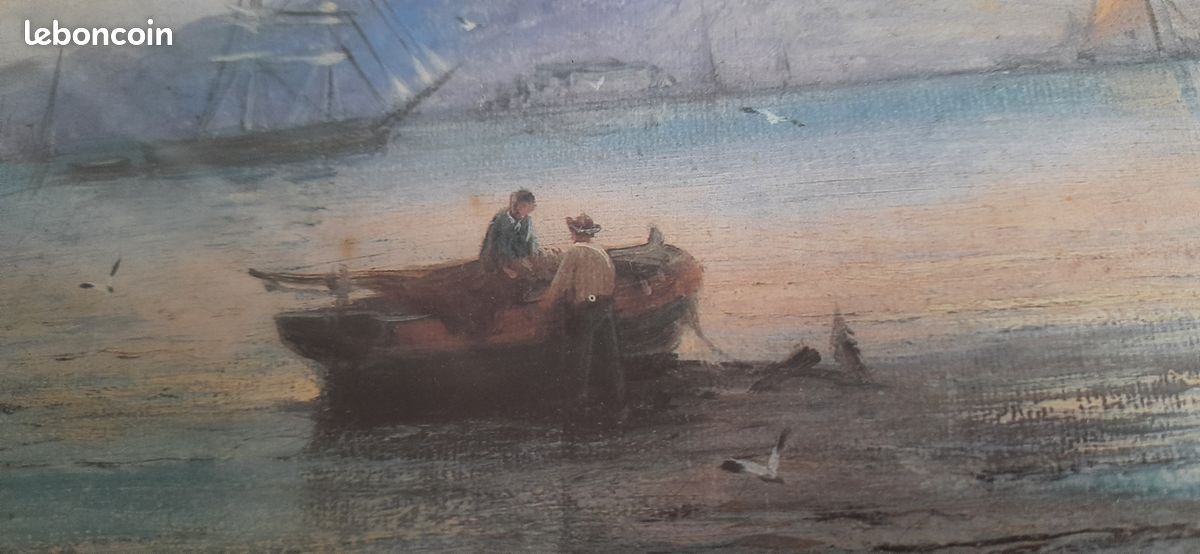 2 gravures post-impressionnistes encadrées scène côtière (image 7)