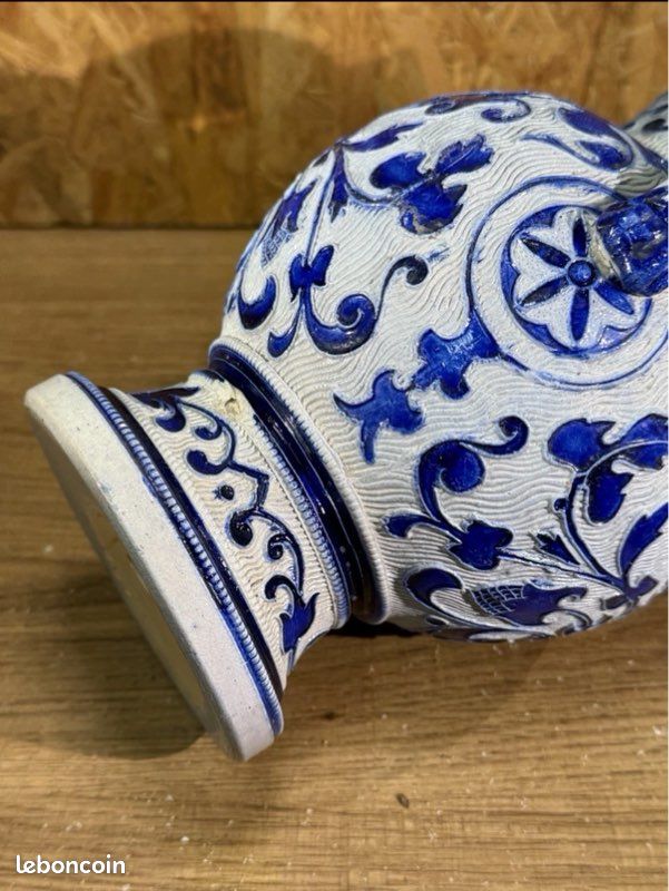 Pichet En Grès Allemand émaillé Au Sel - Cobalt Kleiraba Keramik - Vintage 82