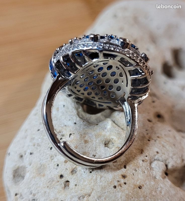 Bague Femme T54 Diamant & Saphir Cz - Plaqué Or 18K Laminé 5 Microns - Neuf Avec Étiquettes