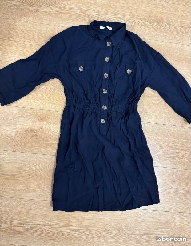 Robe courte mango bleu marine (image 1)
