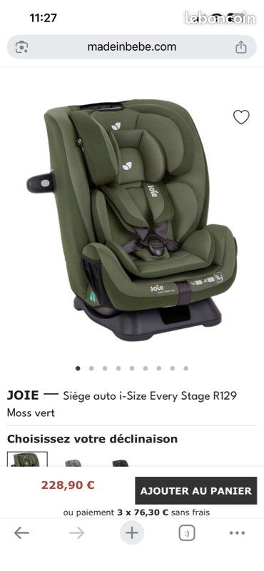 Siège auto bébé Joie Kaki (image 1)