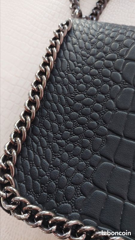 Sac noir FEMME simili cuir à bandoulières NEUF (image 2)