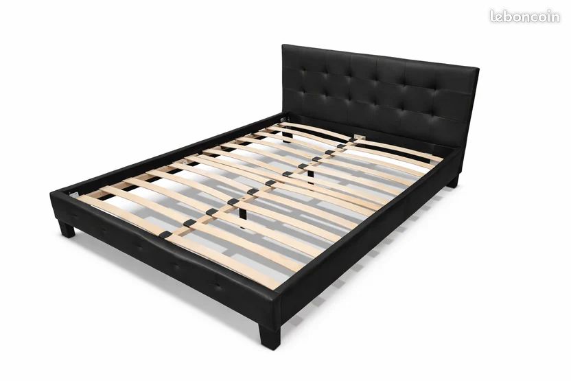Lit Nico Noir avec matelas 140x190 direct entrepôt Versailles (image 3)