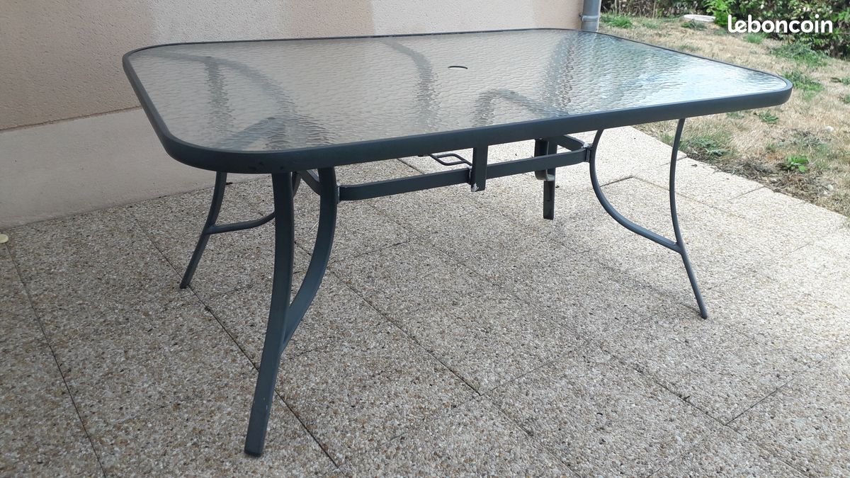 Table aluminium et verre trempe (image 2)