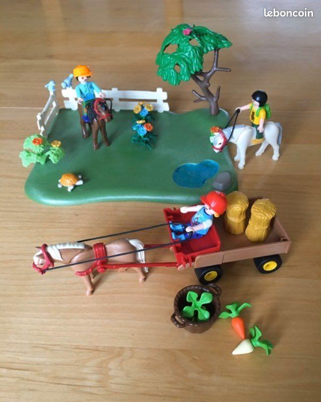 Playmobil 5457 - set chevaux charrette et cavaliers (image 1)