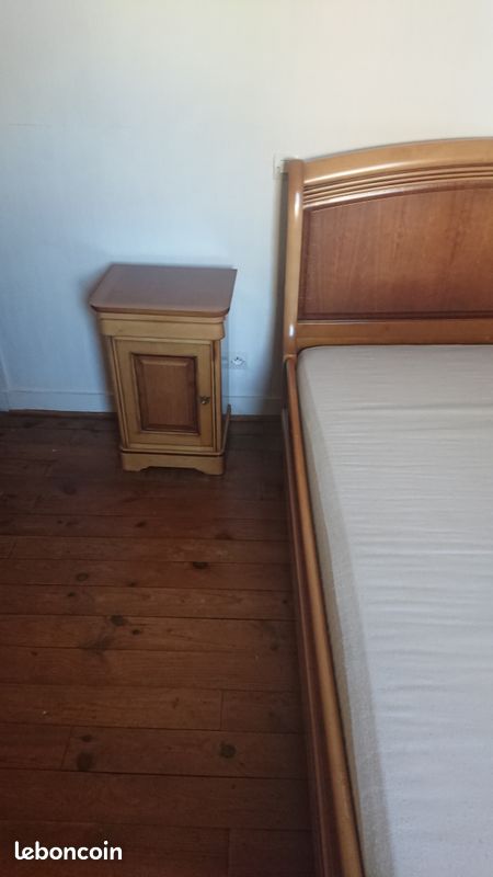Armoire lit chevet merisier massif (image 1)