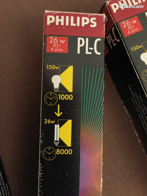 Lot de 5 ampoules Philips PL-C 26W 4 broches (827 blanc chaud) (image 3)