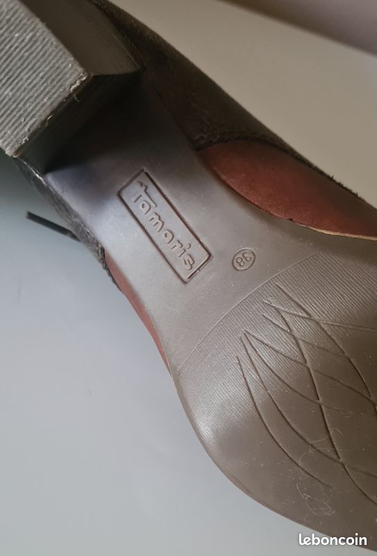 Derbies à talons Tamaris cuir marron/bronze T38 - Excellent état (image 5)