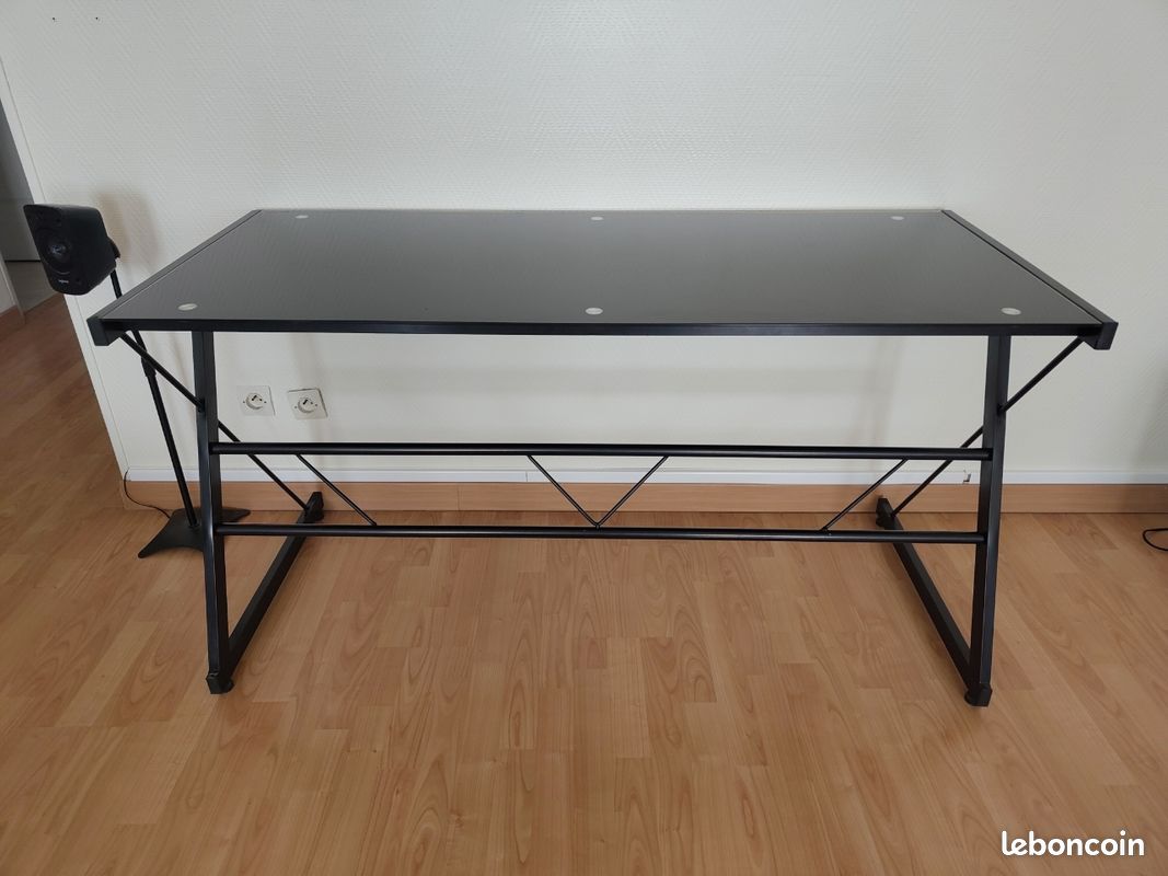Bureau noir en verre (image 3)