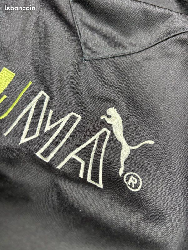 Veste Puma vintage 80s noir/vert coupe large logo brodé dos - XXL (image 5)