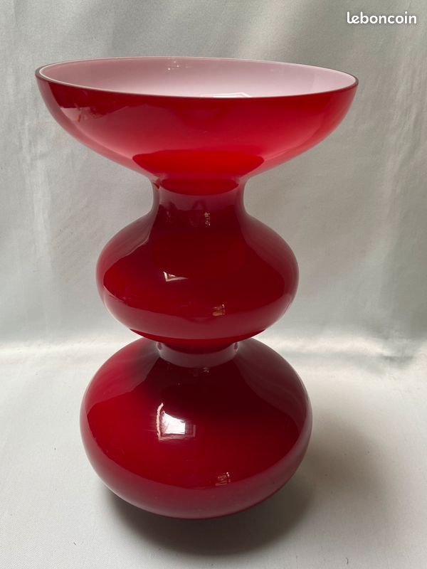 Grand vase design LEONARDO verre bicolore rouge et blanc 31 cm (image 2)