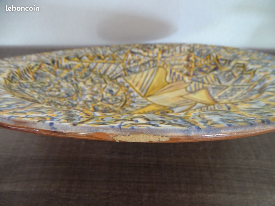Plat mural terre cuite vernissée décor Picasso poterie SAFI SAID PICAZO Ø 40 cm (image 5)
