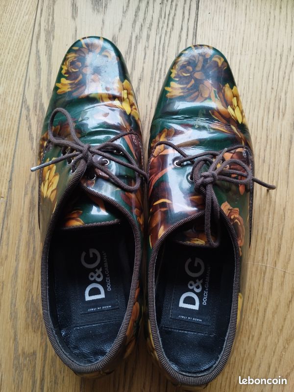Derbies Dolce & Gabbana vertes imprimées fleurs jaunes (image 5)