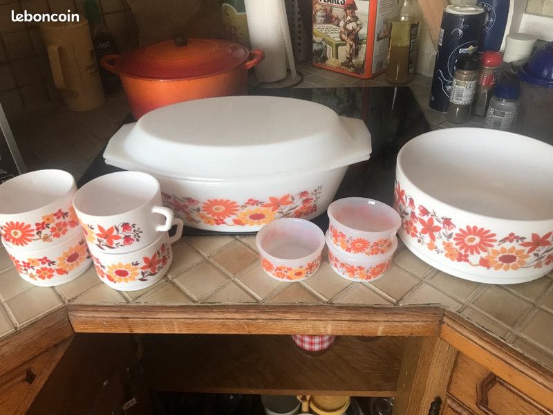 Lot de 6 tasses modèles Flore de chez Arcopal - Années 70 - Vintage