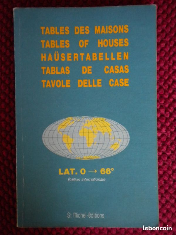 Tables des maisons lat.0 à 66 ° (image 1)