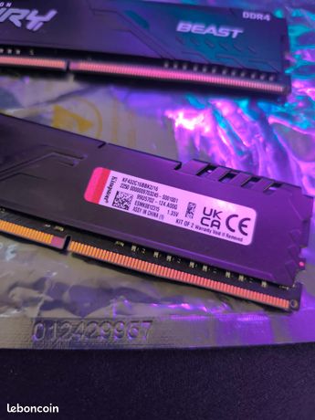Barrettes de RAM Kingston Fury Beast 16Go DDR4 3200MHz CL16 (2x8Go) 3