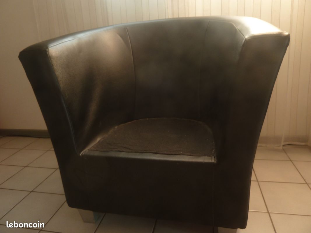 Fauteuil cabriolet simili cuir 1 noir (image 2)