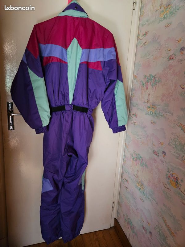 Combinaison De Ski Vintage Alpiaz – Années 90 – Multicolore Géométrique – Taille S Homme – État Correct