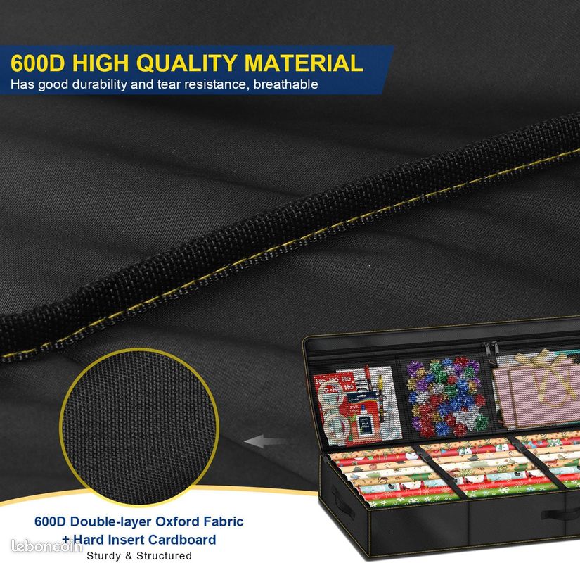 Sac De Rangement Pour Papier Cadeau OLEVOLT - 90x30x12 Cm - Tissu Oxford 600D Imperméable