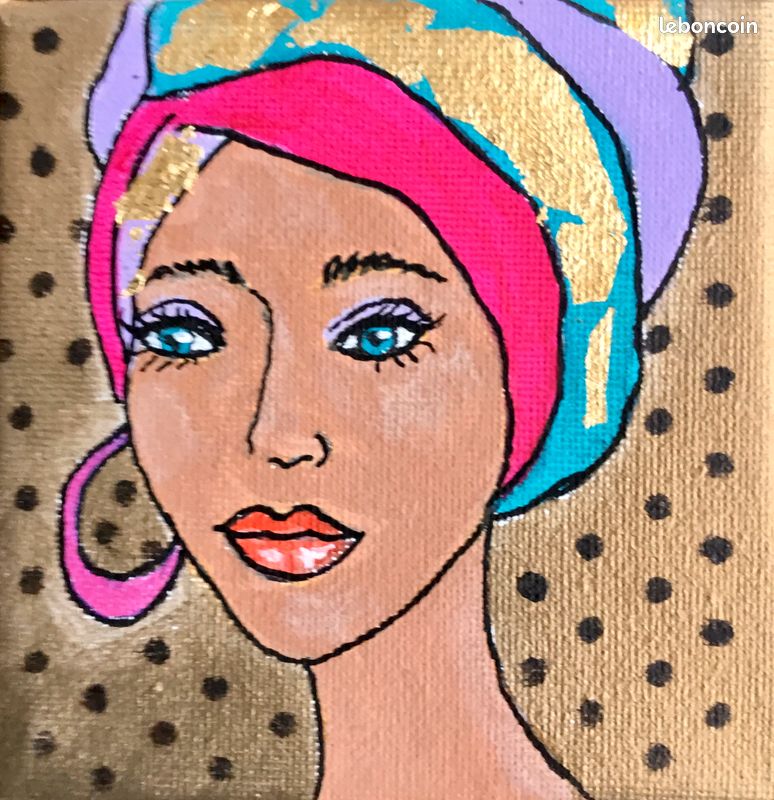 Portraits à l’acrylique sur petite toile 10 x 10 cm (image 2)