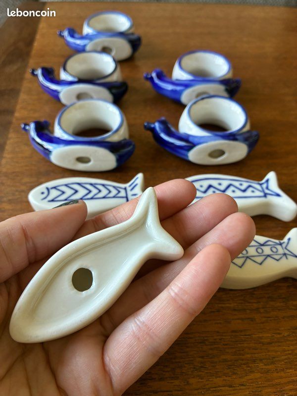 Porte couteaux poissons et range serviettes escargots en porcelaine vintage (image 10)