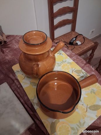 POT À TABAC ancien en grès émaillé début XX art populaire pot couvert
