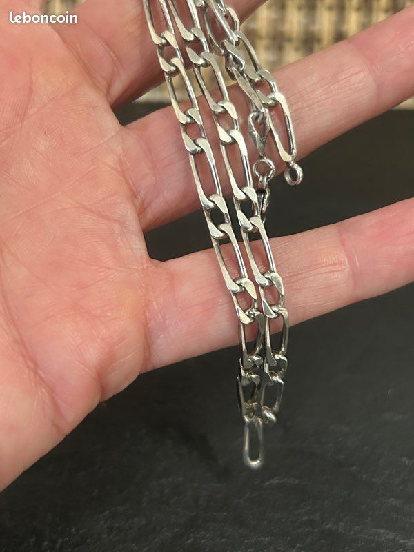 Chaîne En Argent Massif - Maille Cheval - Longueur 46 Cm - Poids 5,82 Gr