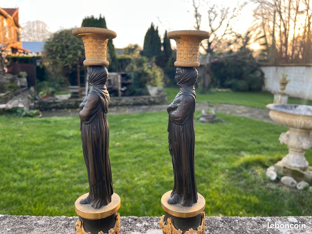 PAIRE DE bougeoir ancien en bronze EUR 72,00 - FR PAIRE DE bougeoir ancien en bronze EUR 72,00 - FR