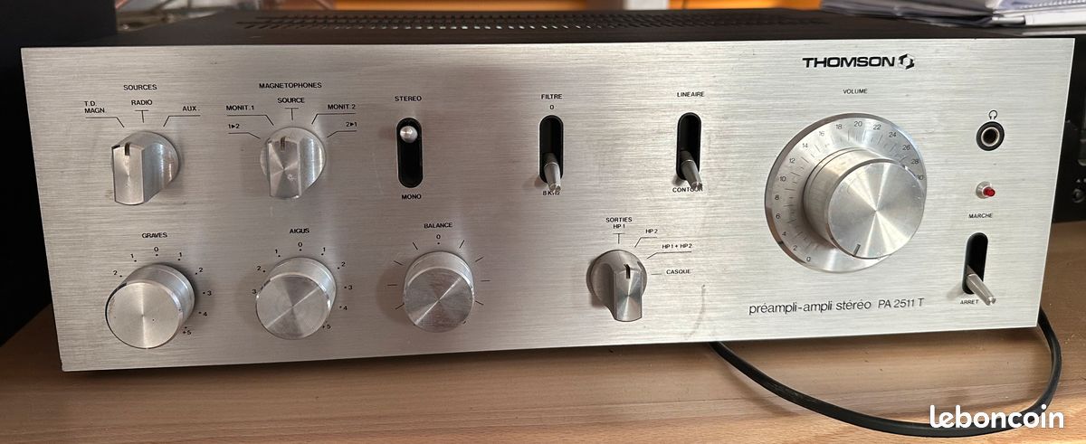 Préampli Stéréo Vintage Thomson PA-3517 T (Années 80) – Fonctionne Parfaitement