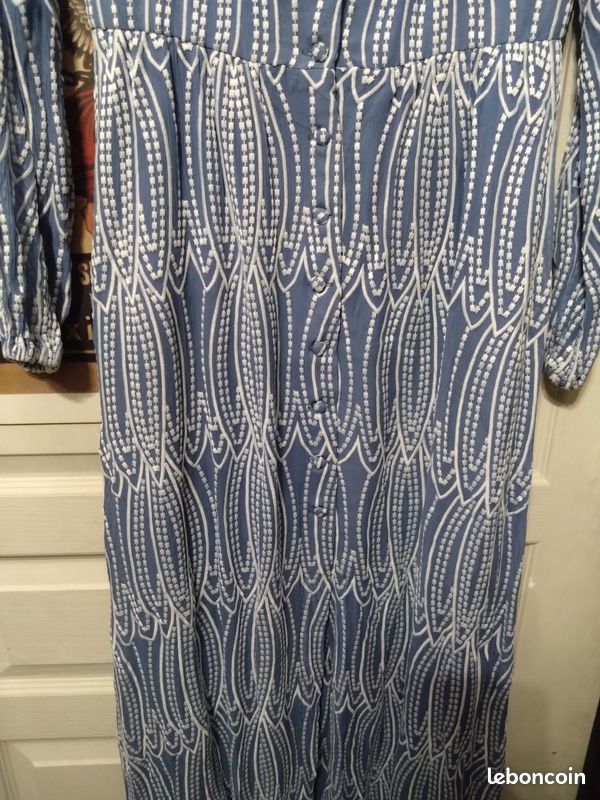 Robe longue Kookaï bleue soie manches longues taille 38 bohème chic (image 3)