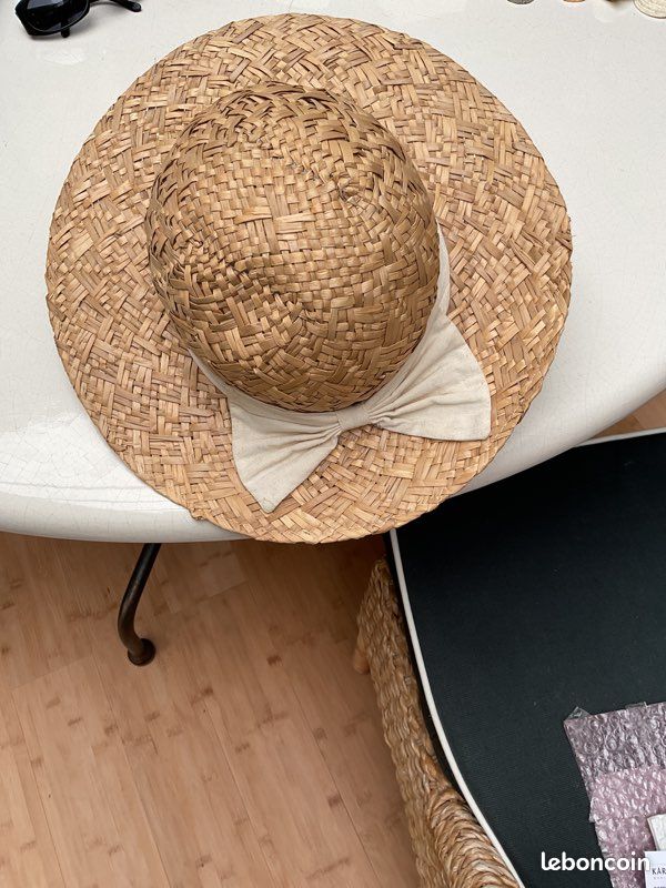 Chapeau de paille avec ruban 18 cm de diamètre (image 1)