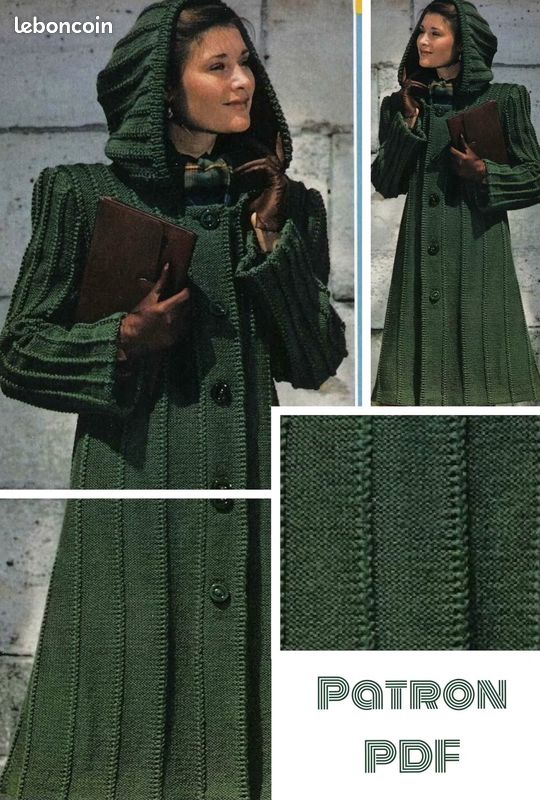 Patron pour tricoter chic manteau avec capuche pour femme (image 1)