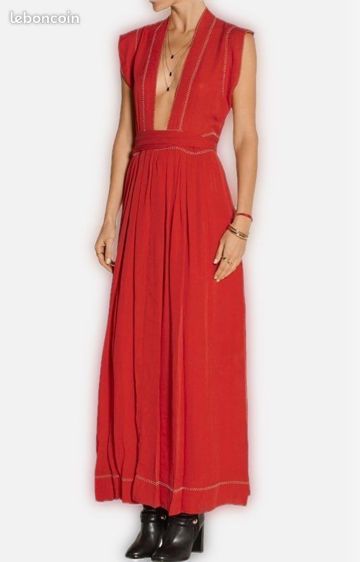 Robe longue Isabel Marant en soie rouge (image 1)