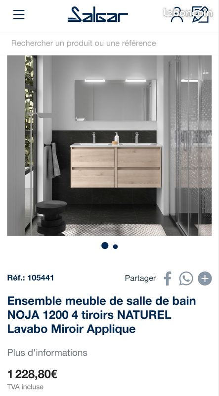 Ensemble salle de bain double vasque SALGAR (image 2)