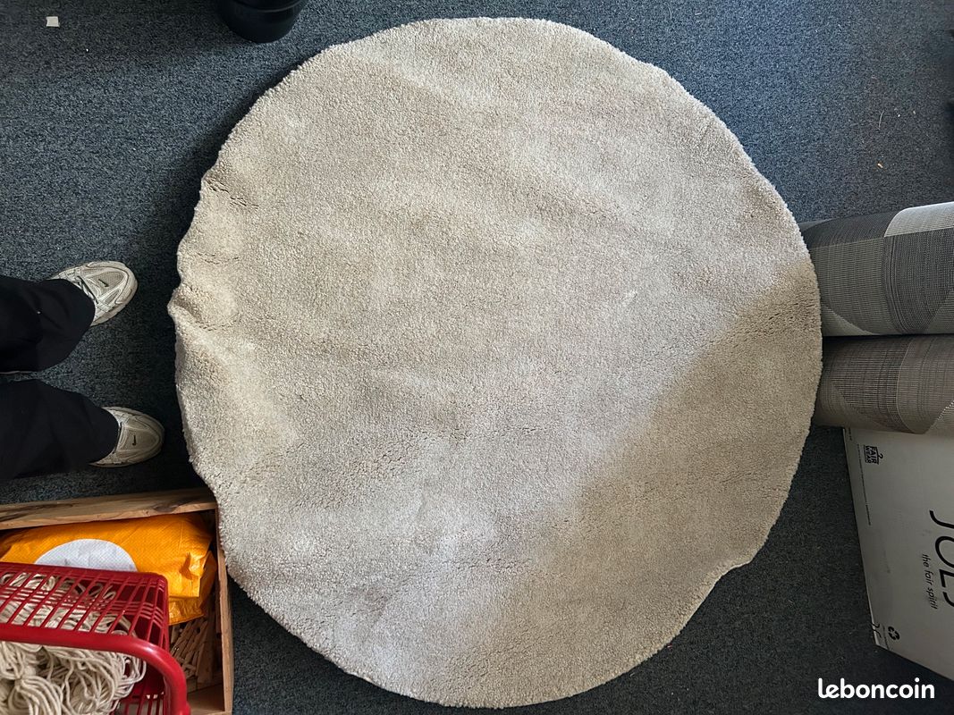 Tapis rond beige/Blanc (image 1)
