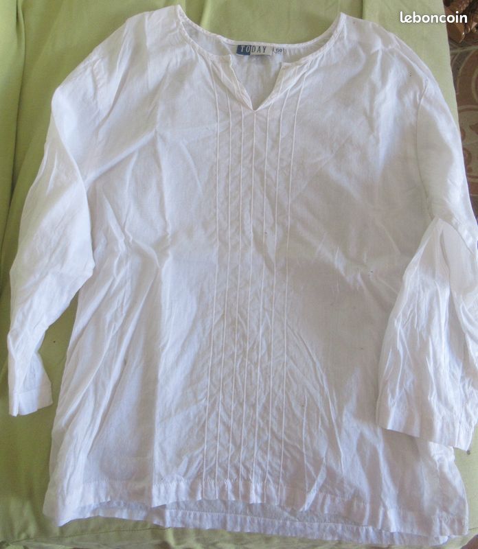 Chemisier blanc coton 10 ans (image 1)