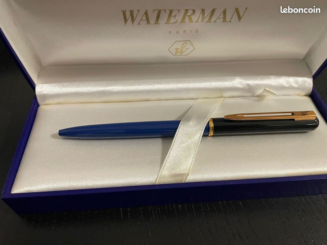 Stylo Bille Waterman DG Vintage - Bande Bleu, Argent Massif - Fonctionnel, Bon état - Occasion