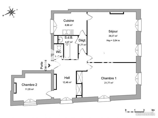 Appartement 3 pièces 91 m² · à Bordeaux · 91 m² · 1 185 €/mois