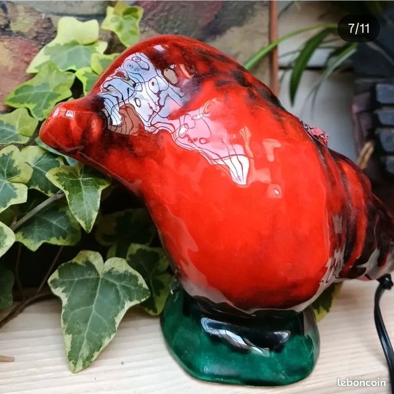 Lampe veilleuse coquillage Vallauris signée Bigorneau céramique vintage décor marin (image 9)
