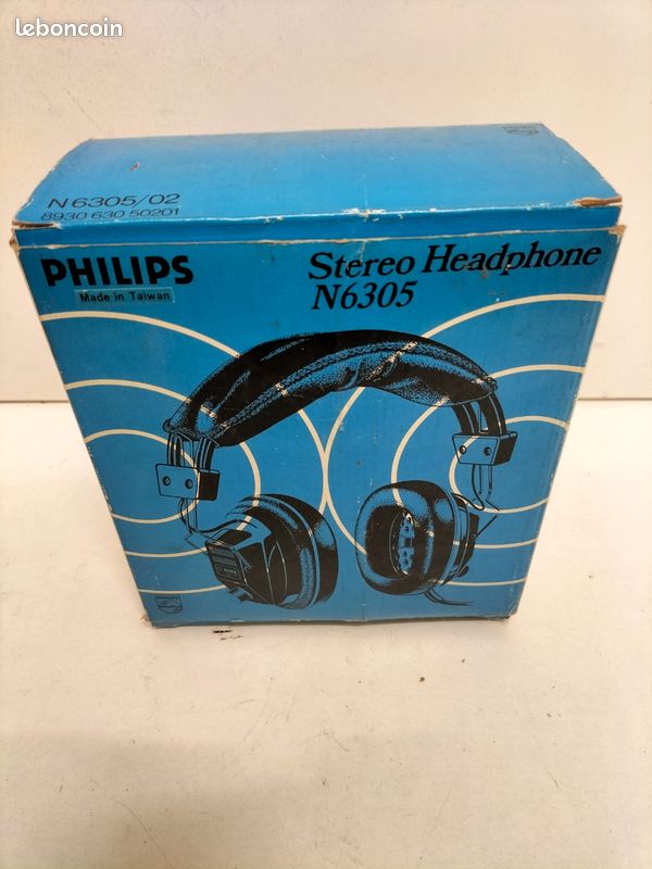 Casque Vintage Philips EM-6126 – Stéréo Sur Oreille – Testé Fonctionne
