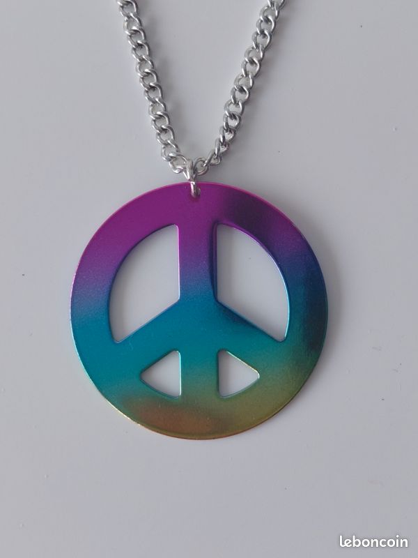 KELITCH Collier Pendentif Paix Hippie - Perles Cristal Givré Love Classique