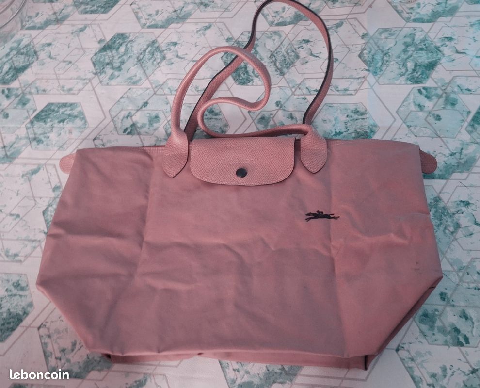 Beau sac Longchamp pliage authentique taille L rose sherry flamant (image 12)
