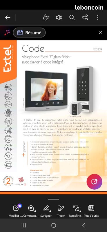Ecran Visiophone Extel (image 2)