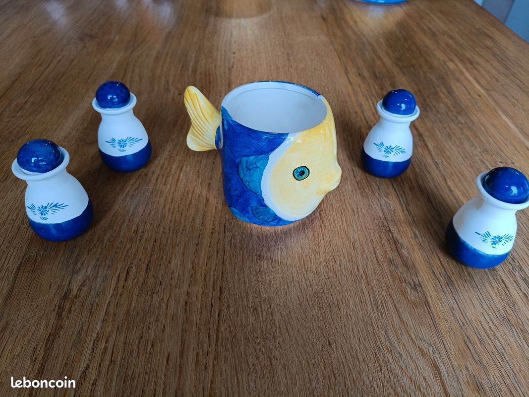 Ensemble Petit-Déjeuner Poisson Céramique Artisanale – 5 Pièces (image 4)