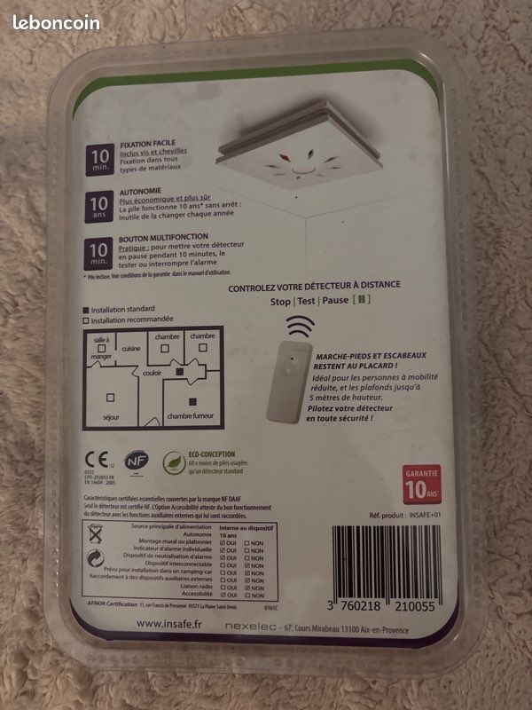 Détecteur de fumée INSAFE+ Nexelec (autonomie 10 ans) (image 2)