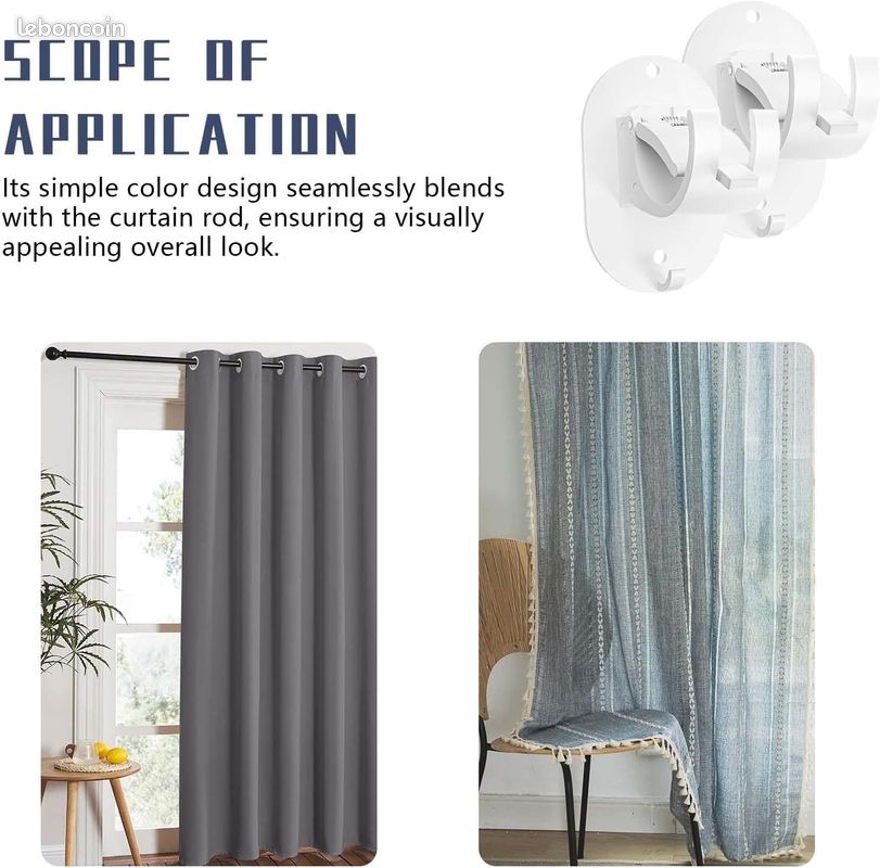 Support Tringle Rideaux Sans Percage, 4 pièces Support Ri-deau Sans Percage, Tringle Rideau Dressing, Accroche Rideau Sans Percage Support Tringle Rideaux Sans Percage, 4 pièces Support Ri-deau Sans Percage, Tringle Rideau Dressing, Accroche Rideau Sans Percage