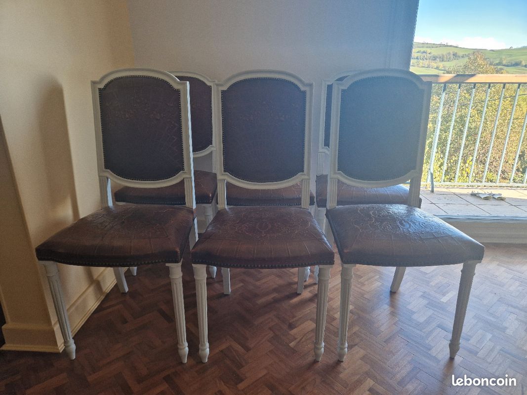 6 chaises bois cuir vintage (image 2)