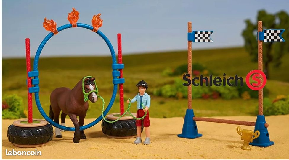 Écurie Ranch Schleich +pré pour chevaux avec portail+ course d'entraînement et d'agilité+ chevaux et poulains supplémentaires (image 3)