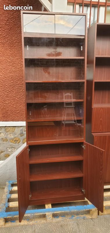 Bibliothèque vintage scandinave couleur teck Années 70 (VITRE MANQUANTES) (image 4)