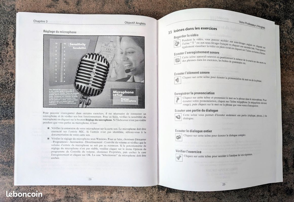 Kit PC d’apprentissage de l’anglais – Objectif Anglais (Micro Application)
Édition KIT Deluxe – Complet et en excellent état (image 17)